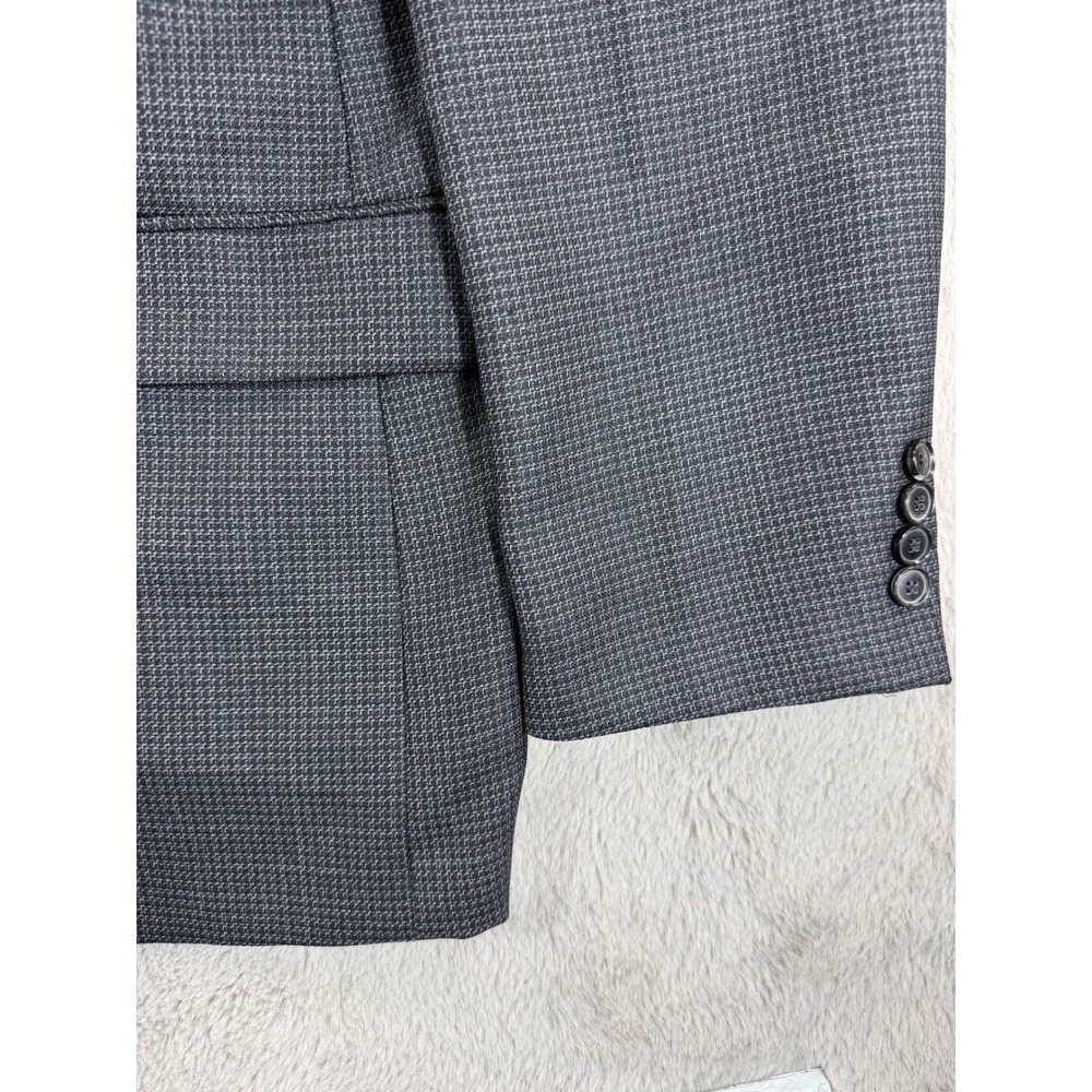HUGO BOSS Men's Charcoal Micro Check‎ Two Button Blazer Sport Coat Size 44R Wool - Picture 13 of 14